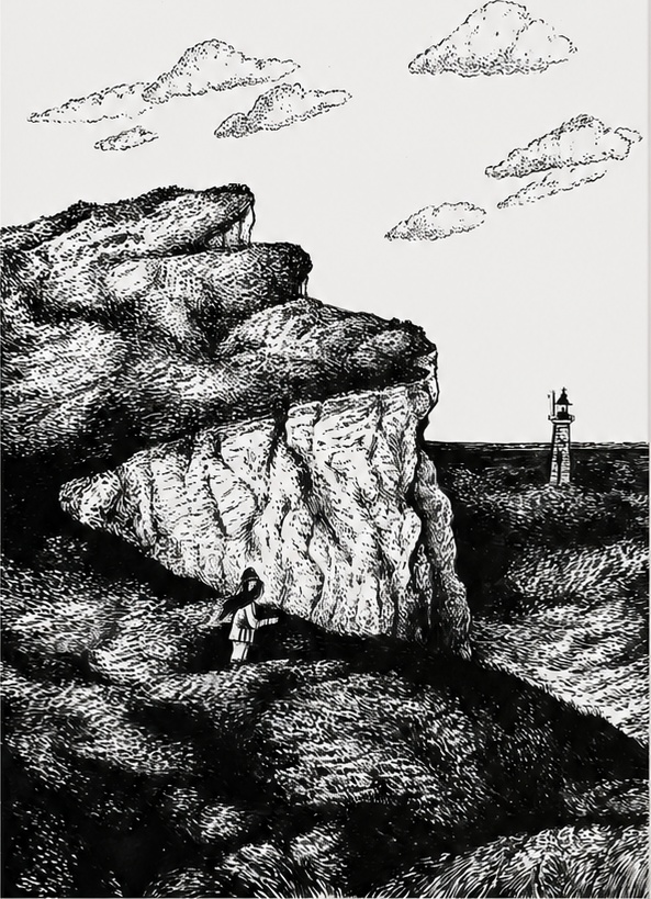 Début de chemin, Indian ink on paper